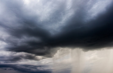 Rain clouds and gloomy sky in black and white