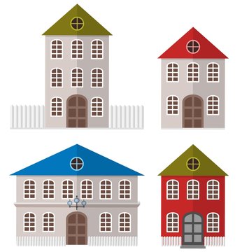 Various Multi-Colored Buildings. Vector illustration