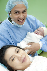 A delivery to a healthy newborn baby