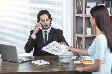Business man working in the office job concept