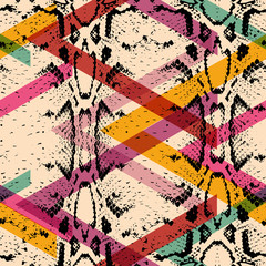 Snake skin texture seamless pattern. black magenta orange pink purple print, Geo ethnic modern trendy Geometric abstract background fashion creative art print for design site textile fabric. Vector - 168411942