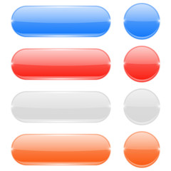 Glass buttons. Colored oval and round web icons