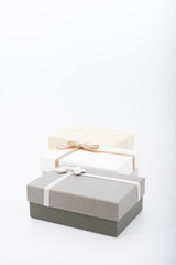Gift boxes on white background with space.