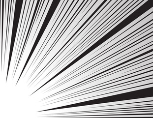 Obraz premium Comic and manga books speed lines background. Superhero action, explosion background. Black and white vector illustration