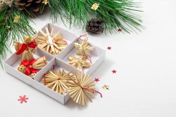 Rustic Christmas Decoration on white background