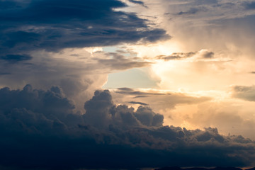 colorful dramatic sky with cloud at sunset