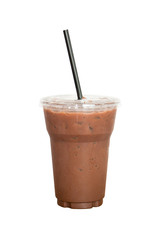Chocolate juice a drink is refreshing.On white background and clipping path.