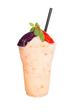 frappe Yakul & pipo a drink is refreshing.On white background and clipping path.