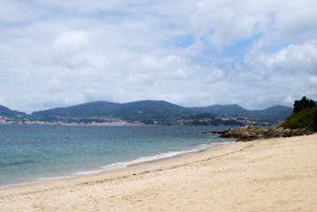 Fototapeta na wymiar The view at Samil beach in Vigo, one of the main cities in Galicia, Spain