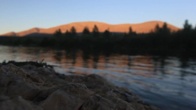 sunset, red, water, clean, mountain,  river, stream , landscape, park, stone, summer, flow, sky, fresh, outdoor, travel, fall, forest, season, beautiful, flowing, flood, cloud, nati