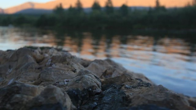 sunset, red, water, clean, mountain,  river, stream , landscape, park, stone, summer, flow, sky, fresh, outdoor, travel, fall, forest, season, beautiful, flowing, flood, cloud, nati