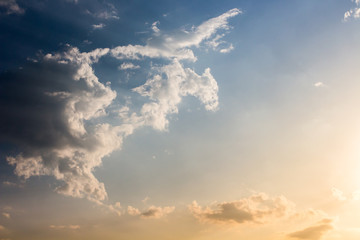 colorful dramatic sky with cloud at sunset
