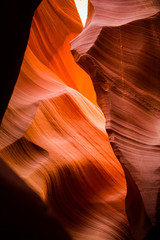Eroded red sandstone rocks in Antelope Canyon, Arizona, USA