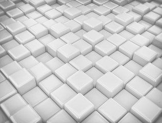 White 3d cubes glossy background