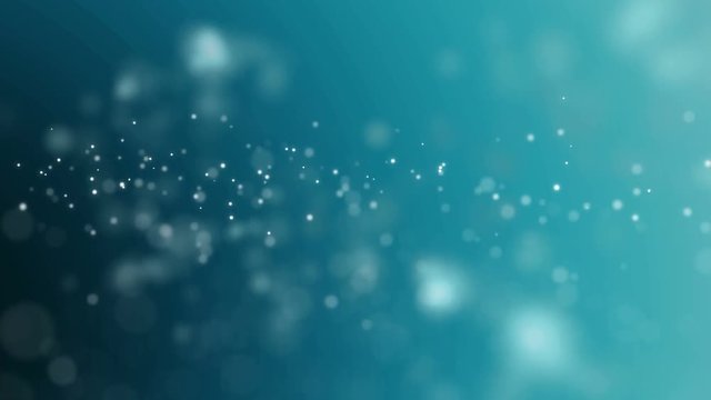 Abstract background with moving and flicker particles on blue background.