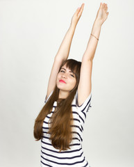Naklejka premium Tired girl stretching