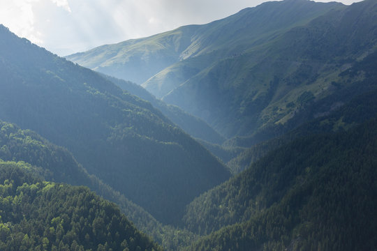 misty valley in the mountains of Tusheti near Omalo