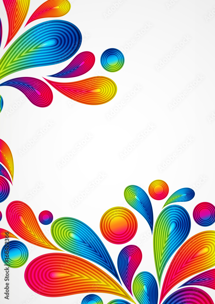 Poster colorful abstract background with striped drops splash,