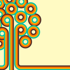 Abstract retro background, digital lines and circles, design70s.