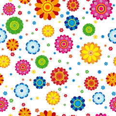 Floral pattern made in flowers on a white background, seamless illustration.