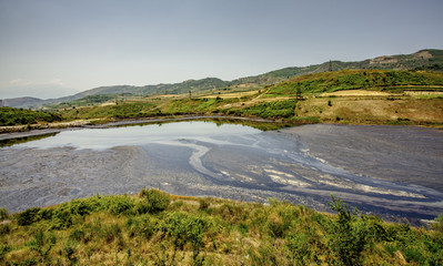 Petroleum pumping polluted landscape in Albania