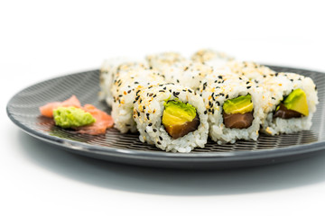 Japanese food Sushi Roll Maki of Salmon and avocado