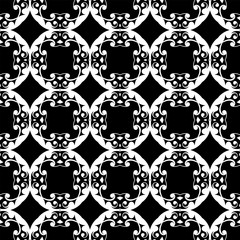 Seamless vintage wallpaper. Black and white pattern. Ornamental decorative background. Vector template can be used for design of wallpaper, fabric, oilcloth, textile, wrapping paper and other design