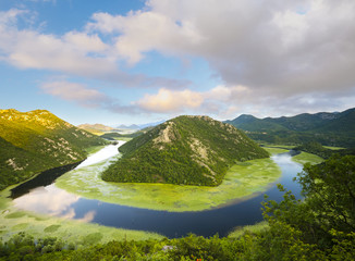 Fototapeta premium bend of the river flowing into Lake Skadar, Montenegro