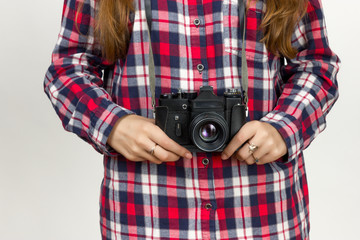 Girl with old camera