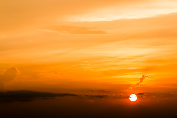 colorful dramatic sky with cloud at sunset