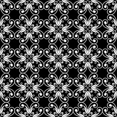 Seamless vintage wallpaper. Black and white pattern. Ornamental decorative background. Vector template can be used for design of wallpaper, fabric, oilcloth, textile, wrapping paper and other design