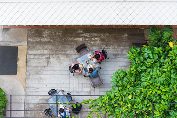 Top view of a restaurant