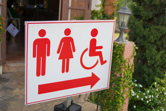 An entrance to the male and female and people with disabilities