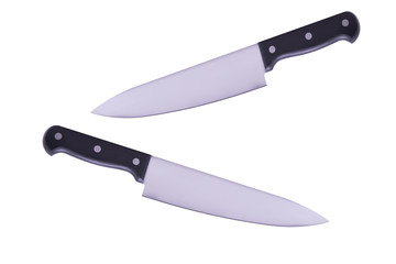 steel kitchen knives, isolated on white with clipping path