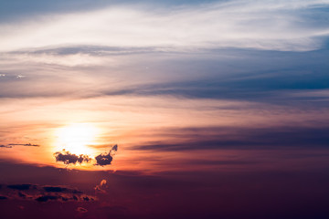 colorful dramatic sky with cloud at sunset