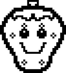 Smiling 8-Bit Cartoon Strawberry
