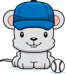 Cartoon Smiling Baseball Player Mouse