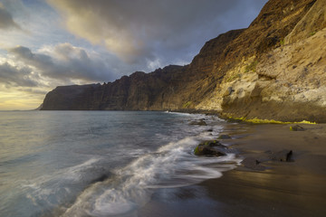 Sunset over Los Gigantes beach in Tenerife