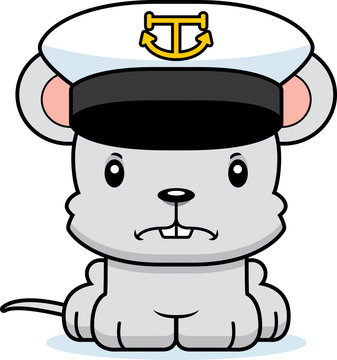 Cartoon Angry Boat Captain Mouse