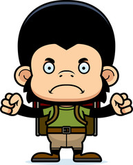 Cartoon Angry Hiker Chimpanzee