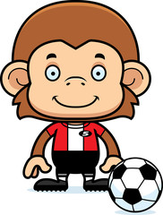 Cartoon Smiling Soccer Player Monkey