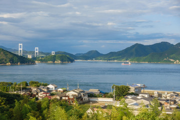 Shimanami kaido bridge and islands in Ehime, Japan