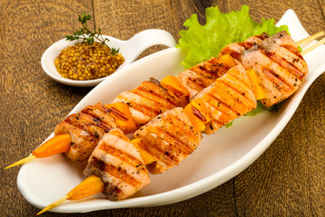 Grilled salmon skewer