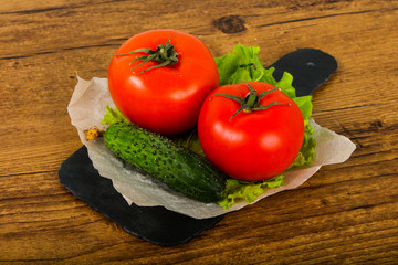 Cucumbers and tomatoes