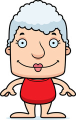 Cartoon Smiling Woman Swimsuit