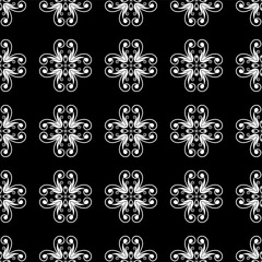 Seamless vintage wallpaper. Black and white pattern. Ornamental decorative background. Vector template can be used for design of wallpaper, fabric, oilcloth, textile, wrapping paper and other design