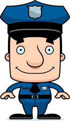 Cartoon Smiling Police Officer Man