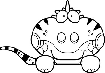 Cartoon Iguana Peeking