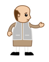 Fat Bald Man Cartoon Character