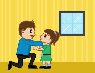 Man with Cute Small Girl Cartoon Vector